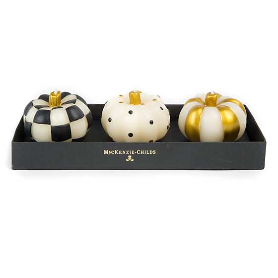 Mini Pumpkin Candles – Black & Gold – Set of 3