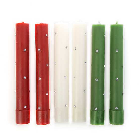 Mini Sparkle Dinner Candles – Red & Green – Set of 6