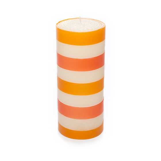 Multi Band Pillar Candle – 6″ – Orange, Ivory, Red