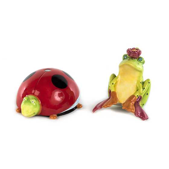 Patience Brewster Frog on Ladybug Salt & Pepper Shakers