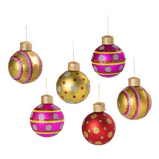 Patience Brewster Glitter Glass Ornaments – Set of 6