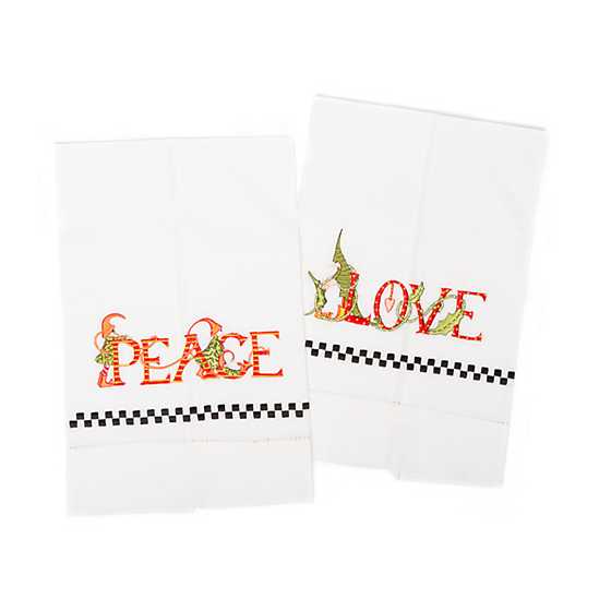 Patience Brewster Peace & Love Tea Towels – Set of 2