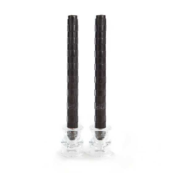 Raised Check Dinner Candles – Black – Set of 2