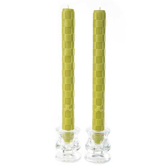 Raised Check Dinner Candles – Chartreuse – Set of 2