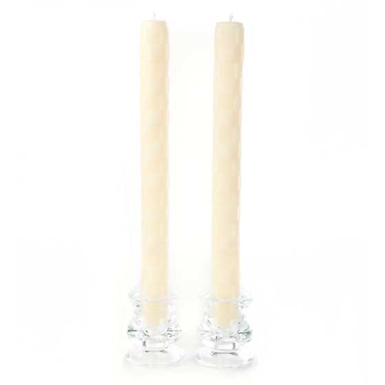 Raised Check Dinner Candles – Ivory – Set of 2