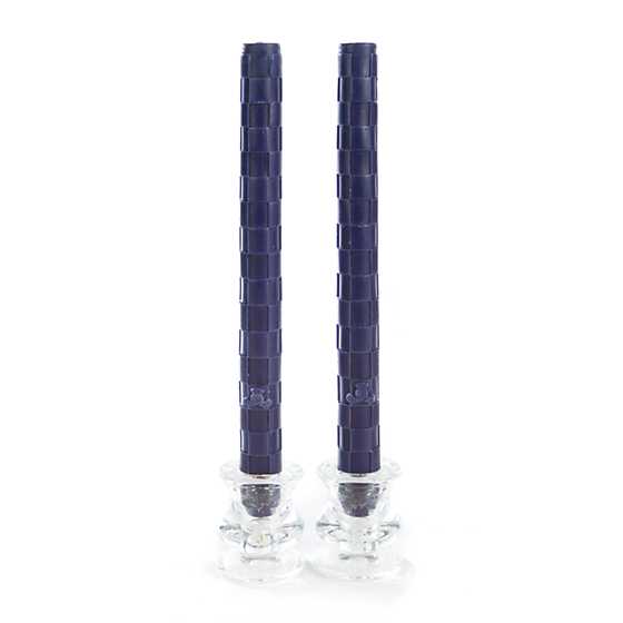 Raised Check Dinner Candles – Navy – Set of 2