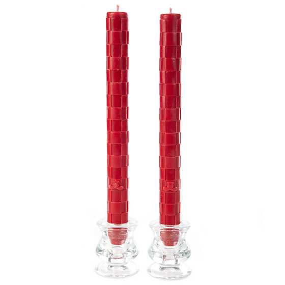 Raised Check Dinner Candles – Red – Set of 2