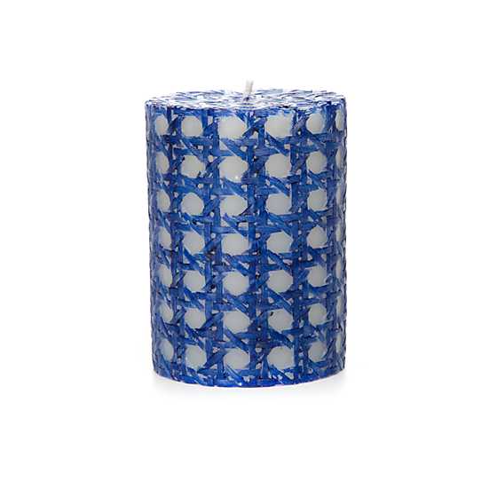 Rattan Pillar Candle – 4″ – Navy