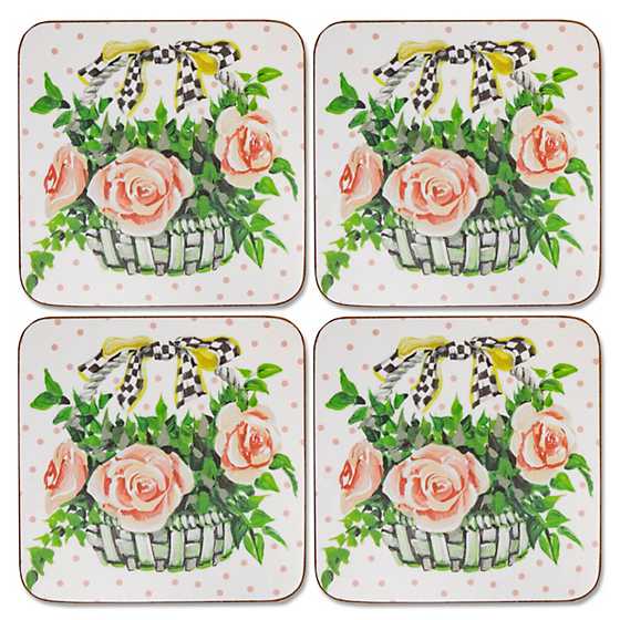 Really Rosy Cork Back Coasters – Set of 4