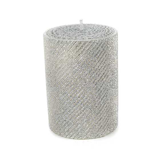 Shimmer Pillar Candle – 4″ – Silver