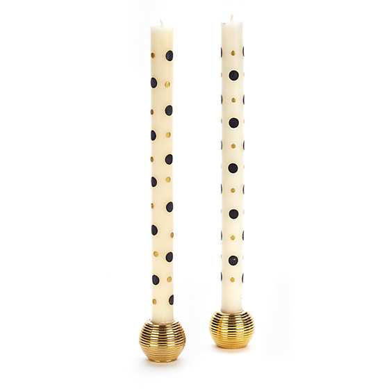 Small & Large Dots Dinner Candles – Black & Gold – Set of 2