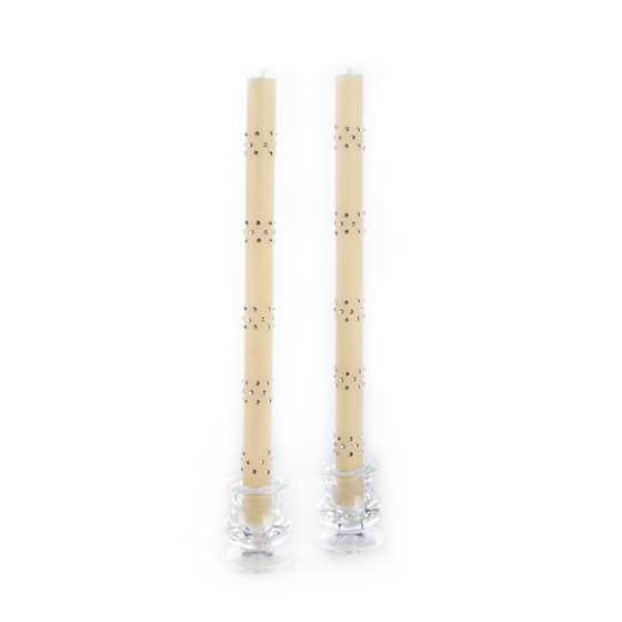 Sparkle Bands Dinner Candles – Ivory – Set of 2