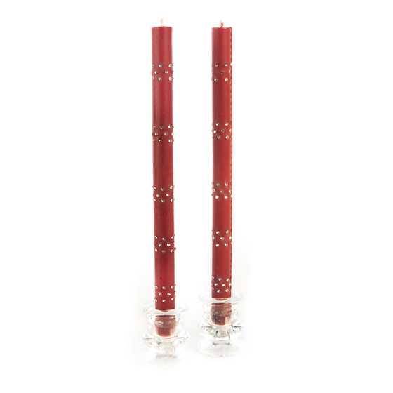 Sparkle Bands Dinner Candles – Red – Set of 2