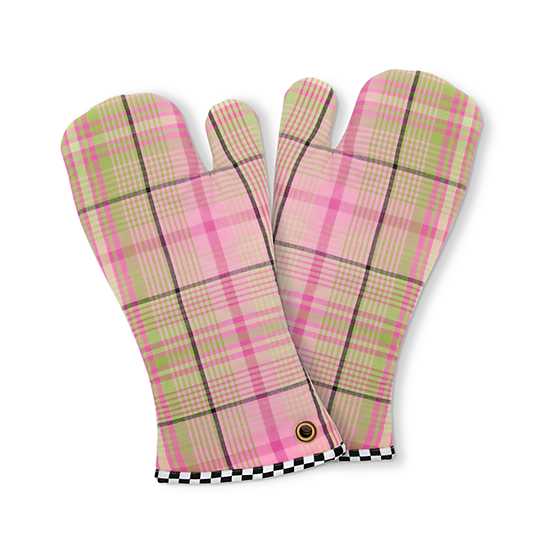 Spring Tartan Oven Mitts – Set of 2