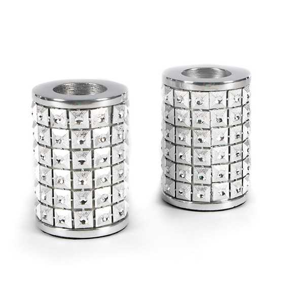 Studded Candle Holders – Silver – Set of 2