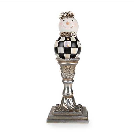 Vintage Silver Pedestal Snowman – Medium